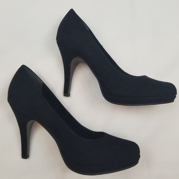 Tamaris Classic Black Suede Platform Pump Stiletto Heels sz 38 - Picture 4 of 8